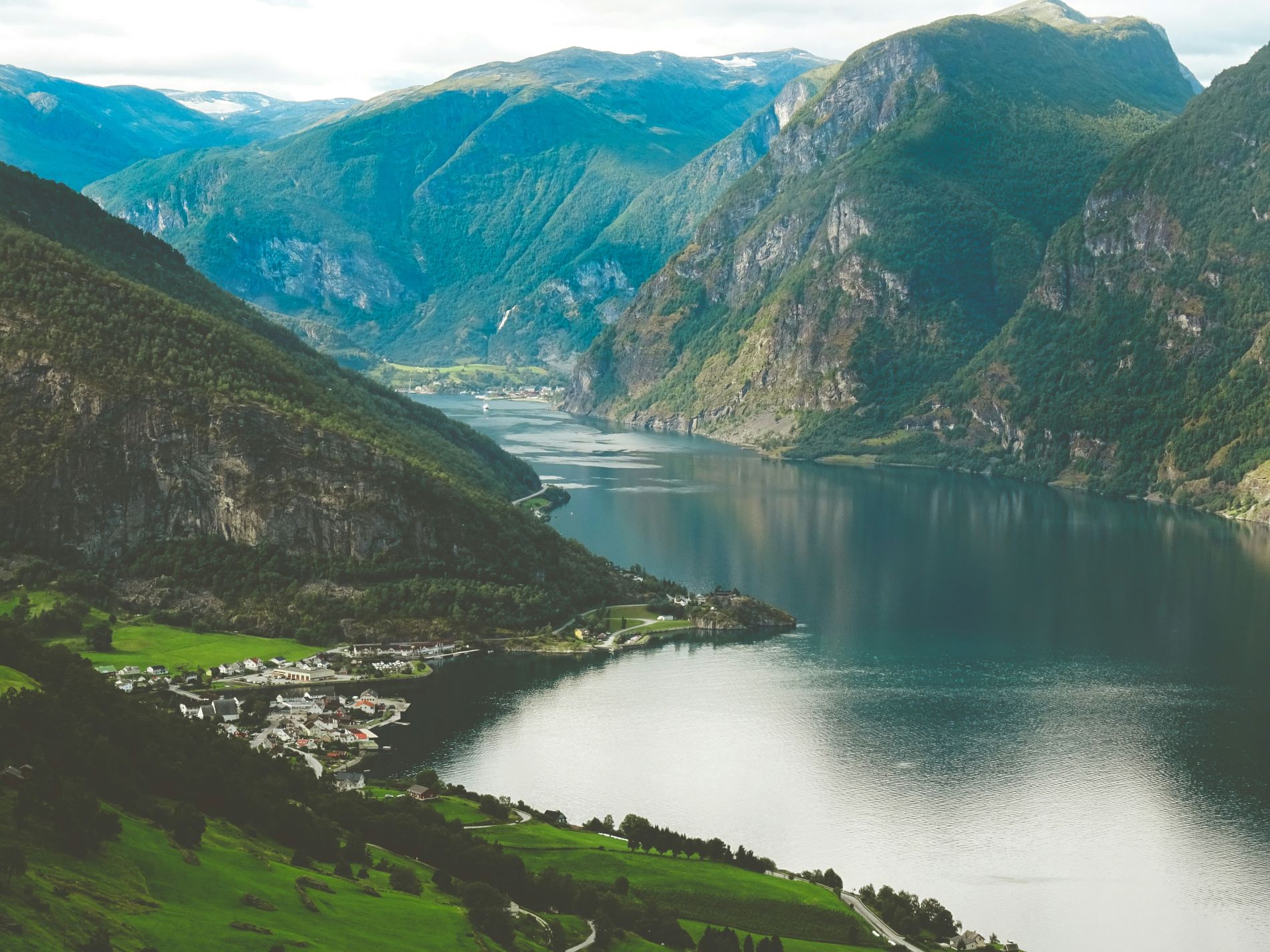 Aurlandsfjord and surrounding mountains in western Norway
